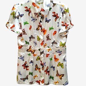 NWOT | M ,TATA JOLIE | BUTTERFLY - SILK  BLOUSE